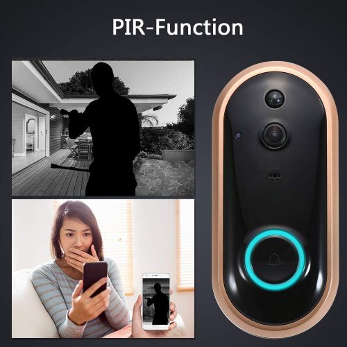  Smart WiFi 1080P Security Doorbell OWSOO Visual Recording Night Vision PIR Motion Detection Low Power Consumption Phone APP Remote Home Monitoring(TF Card&Battery are Not Included)