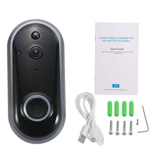  Smart WiFi 1080P Security Doorbell OWSOO Visual Recording Night Vision PIR Motion Detection Low Power Consumption Phone APP Remote Home Monitoring(TF Card&Battery are Not Included)