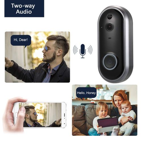  Smart WiFi 1080P Security Doorbell OWSOO Visual Recording Night Vision PIR Motion Detection Low Power Consumption Phone APP Remote Home Monitoring(TF Card&Battery are Not Included)