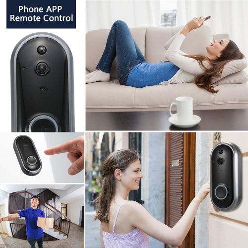  Smart WiFi 1080P Security Doorbell OWSOO Visual Recording Night Vision PIR Motion Detection Low Power Consumption Phone APP Remote Home Monitoring(TF Card&Battery are Not Included)