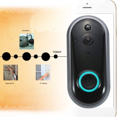  Smart WiFi 1080P Security Doorbell OWSOO Visual Recording Night Vision PIR Motion Detection Low Power Consumption Phone APP Remote Home Monitoring(TF Card&Battery are Not Included)