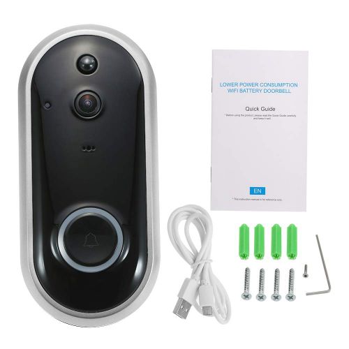  Smart WiFi 1080P Security Doorbell OWSOO Visual Recording Night Vision PIR Motion Detection Low Power Consumption Phone APP Remote Home Monitoring(TF Card&Battery are Not Included)