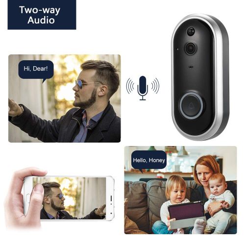  Smart WiFi 1080P Security Doorbell OWSOO Visual Recording Night Vision PIR Motion Detection Low Power Consumption Phone APP Remote Home Monitoring(TF Card&Battery are Not Included)