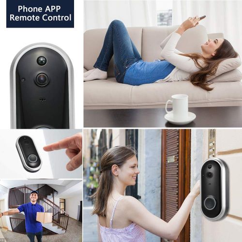  Smart WiFi 1080P Security Doorbell OWSOO Visual Recording Night Vision PIR Motion Detection Low Power Consumption Phone APP Remote Home Monitoring(TF Card&Battery are Not Included)