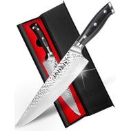 [아마존베스트]OWUYUXI Pro Chef Knife 8 Inch, Japanese AUS-10V Super Stainless Steel Kitchen Knife with Hammer Finish, Chefs Knife with a triple-riveted Ergonomic Handle, Professional Durable Cooking Kni