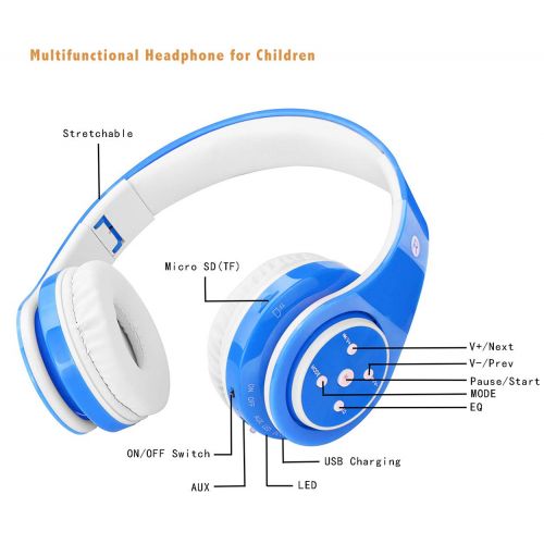  [아마존 핫딜]  [아마존핫딜]OXENDURE Kabellose Bluetooth Kopfhoerer fuer Kinder Jugendliche ab 5 Kabelloser Kopfhoerer over Ear mit Lautstarkebegrenzung inkl. Radio on Ear drahtloser faltbarer Kopfhoerer mit Mikrofon Hifi