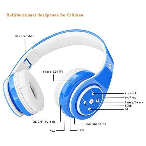  [아마존베스트]OXENDURE Wireless Bluetooth Headphones for Children & Teenagers from 5 Years - Wireless Over Ear Headphones with Volume Limit Including Radio - On-Ear Wireless Foldable Headphones with Micr