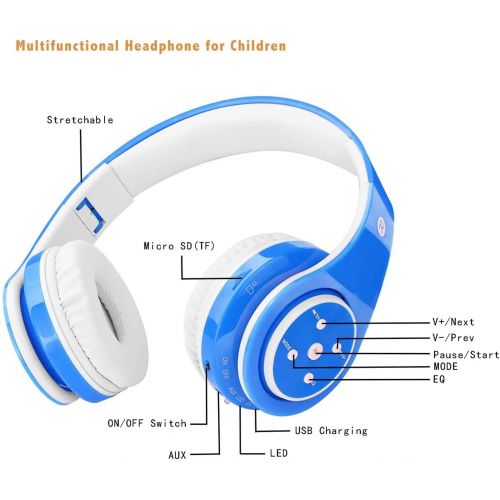  [아마존베스트]OXENDURE Wireless Bluetooth Headphones for Children & Teenagers from 5 Years - Wireless Over Ear Headphones with Volume Limit Including Radio - On-Ear Wireless Foldable Headphones with Micr