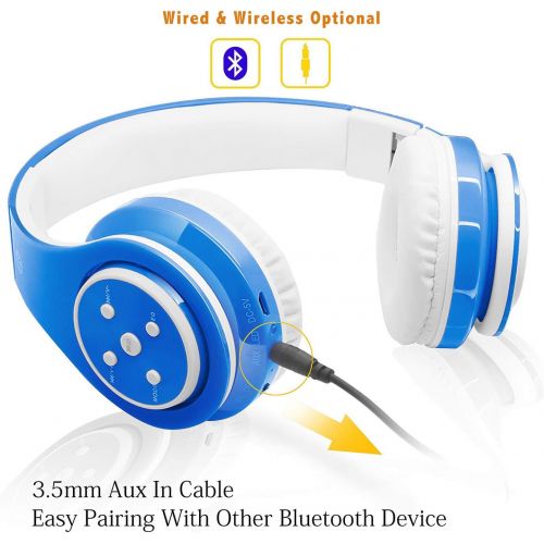  [아마존베스트]OXENDURE Wireless Bluetooth Headphones for Children & Teenagers from 5 Years - Wireless Over Ear Headphones with Volume Limit Including Radio - On-Ear Wireless Foldable Headphones with Micr