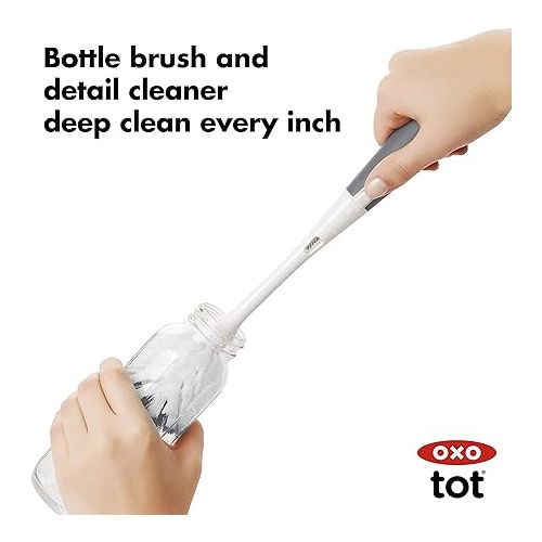 옥소 OXO Tot Travel Size Drying Rack with Bottle Brush- Gray
