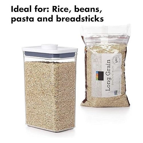 옥소 OXO Good Grips POP Container - Airtight Food Storage - 2.7 Qt Rectangle (Set of 4) for Rice and More
