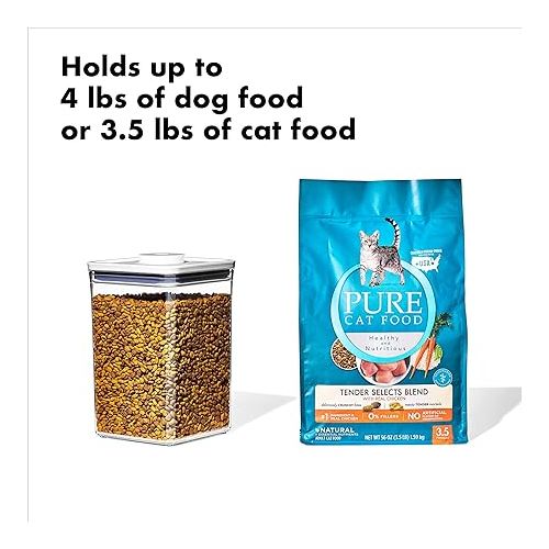 옥소 OXO Good Grips Pet POP Container - 4.4 Qt/4.2 L with Scoop |Ideal for up to 4lbs of Dog Food or 3.5lbs of Cat Food | Airtight Storage Container | BPA Free