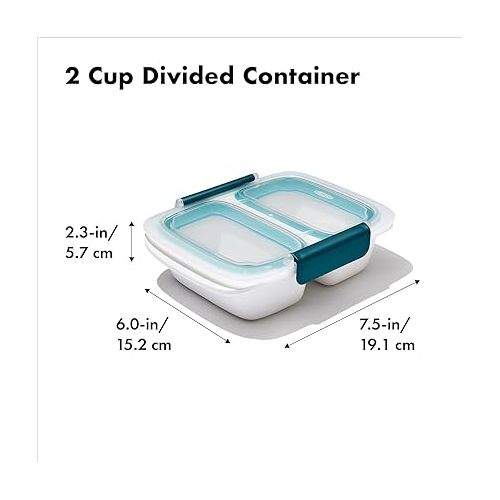 옥소 OXO Good Grips Prep & Go 2 Cup Divided Container - Leakproof Food Storage, Pack of 4