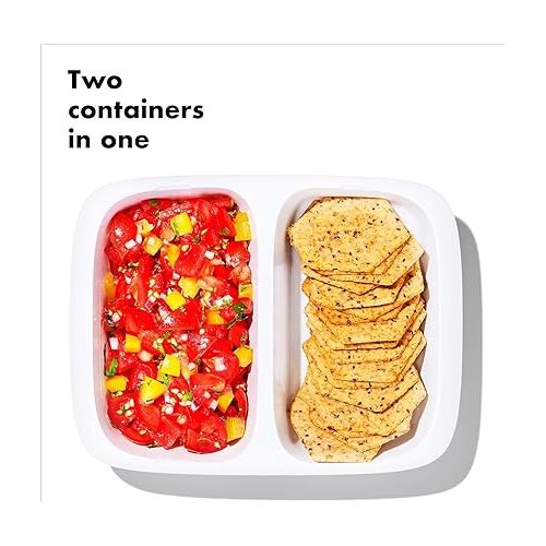 옥소 OXO Good Grips Prep & Go 2 Cup Divided Container - Leakproof Food Storage, Pack of 4