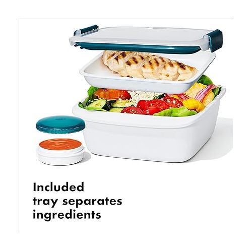 옥소 OXO Good Grips Prep & Go 6.3 Cups Salad Container (Pack of 4) Leakproof Food Storage