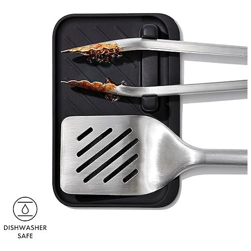 옥소 OXO Good Grips Grilling, 3pc Set - Tongs, Turner and Tool Rest, Black