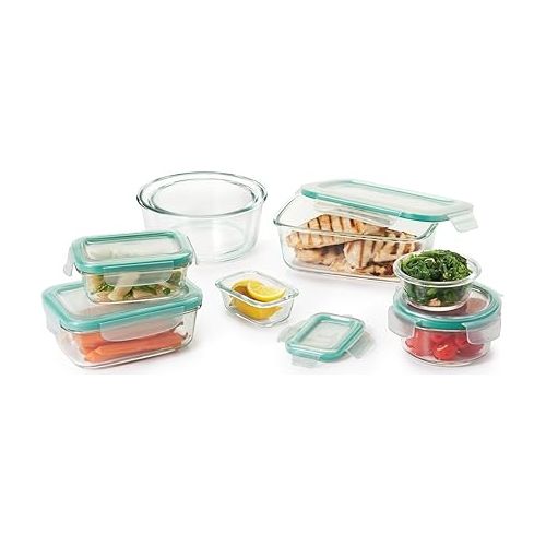 옥소 OXO Good Grips 3.5 Cup Smart Seal Glass Rectangle Food Storage Container, Clear (Pack of 2)