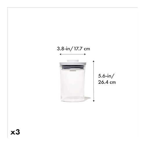 옥소 OXO Good Grips 3-Piece Mini Round POP Canisters | Includes three 0.6 Qt/0.6 L Airtight Food Storage Containers | Ideal for tea, sugar cubes | BPA Free | Dishwasher Safe