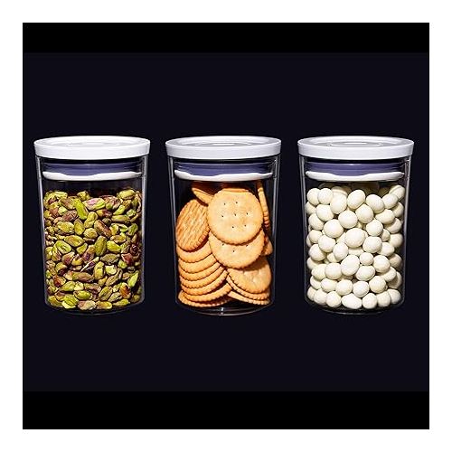 옥소 OXO Good Grips 3-Piece Mini Round POP Canisters | Includes three 0.6 Qt/0.6 L Airtight Food Storage Containers | Ideal for tea, sugar cubes | BPA Free | Dishwasher Safe