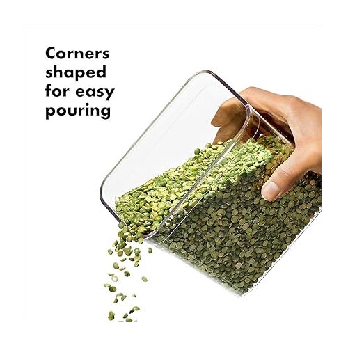 옥소 OXO Steel POP Small Square Container - 0.4 Qt (Pack of 4) Airtight Food Storage for Dried Herbs & More, Grey