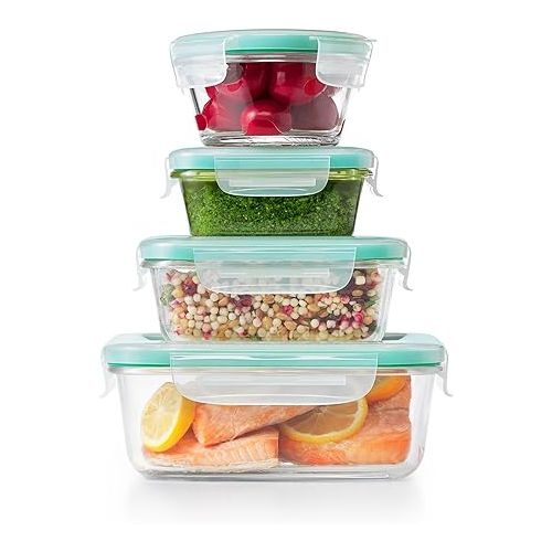 옥소 OXO Good Grips Smart Seal , 12 Piece Glass Container Set,Clear,Blue