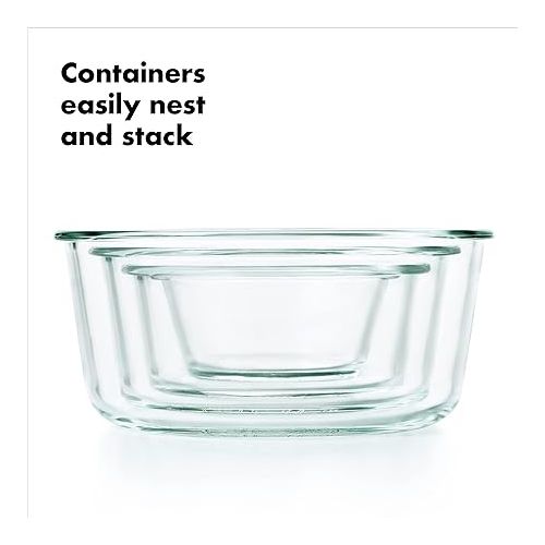 옥소 OXO Good Grips 2 Cup Smart Seal Glass Round Food Storage Container, Clear, 1 Count (Pack of 1)