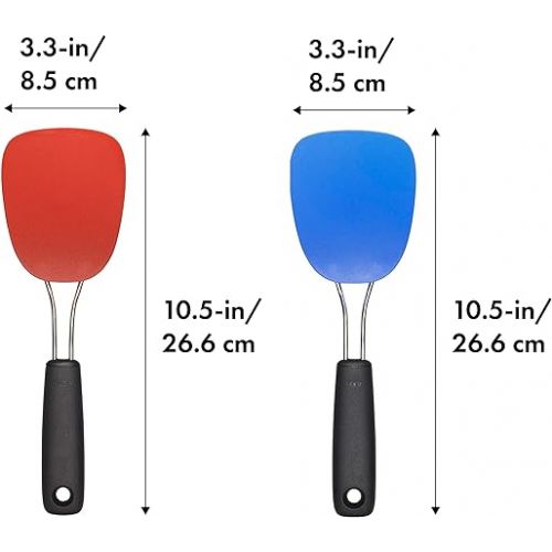 옥소 OXO Good Grips Nylon Flexible Turner Set, Red/Blue,10.65 x 3.15 x 2.45 inches