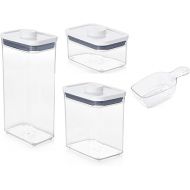 OXO Plastic Airtight Pop Containers Rectangle 3 Piece Set with Scoop