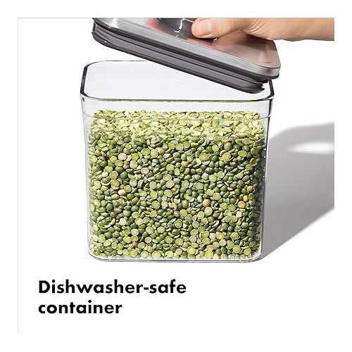 옥소 OXO Steel POP Container Medium Rectangle - 2.7 Qt for Rice, Pasta and More,Grey