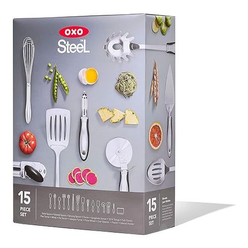 옥소 OXO SteeL 15 Piece Utensil Set