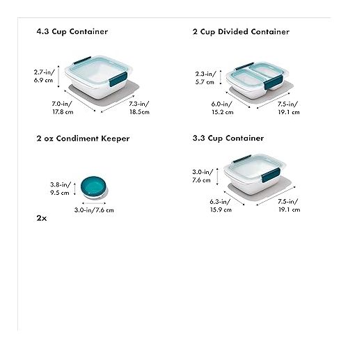 옥소 OXO Good Grips Prep & Go 10 Piece Set | Leakproof Food Storage | Ideal for leftovers, meal prep and work lunches | BPA Free | Microwave Safe | Dishwasher Safe | Freezer Safe | Odor and Stain Resistant