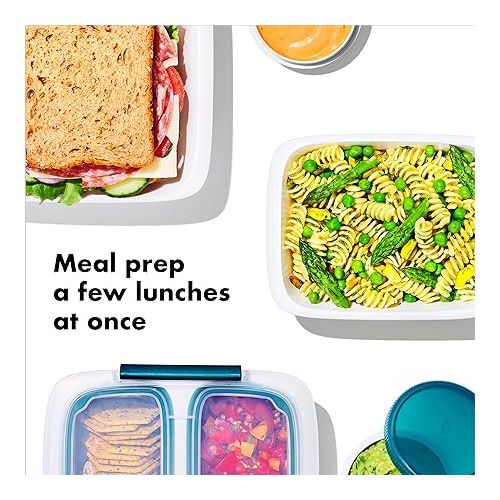 옥소 OXO Good Grips Prep & Go 10 Piece Set | Leakproof Food Storage | Ideal for leftovers, meal prep and work lunches | BPA Free | Microwave Safe | Dishwasher Safe | Freezer Safe | Odor and Stain Resistant