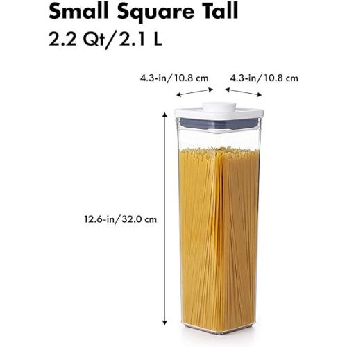 옥소 OXO Good Grips POP Container - Airtight Food Storage - 2.3 Qt Square (Set of 4) for Spaghetti and More