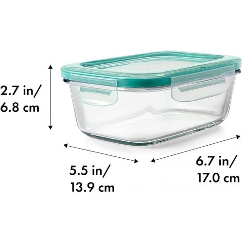 옥소 OXO Good Grips 3.5 Cup Smart Seal Glass Rectangle Food Storage Container, Clear
