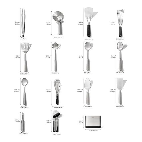 옥소 OXO Steel Piece Utensil Set, 15 PC, Stainless Steel