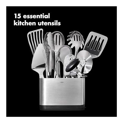 옥소 OXO Steel Piece Utensil Set, 15 PC, Stainless Steel