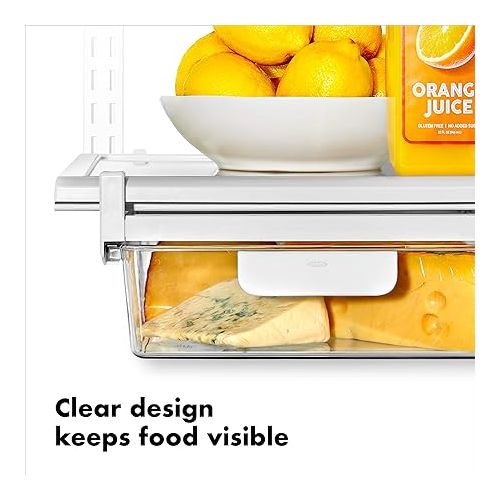 옥소 OXO Good Grips Fridge Undershelf Drawer 14 in - for Deli Meat, Cheese, Produce and More