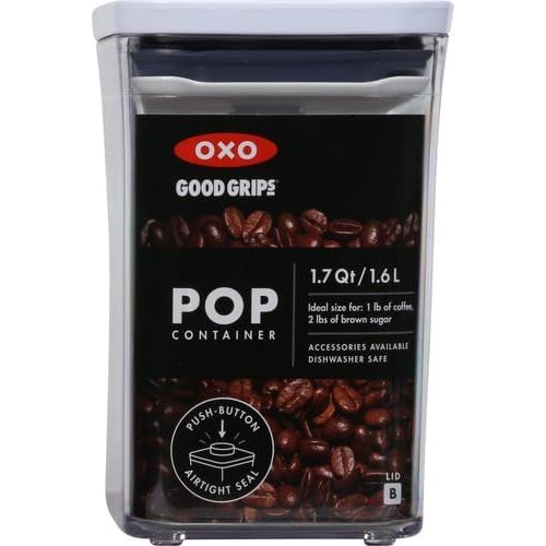 옥소 OXO Good Grips POP Container - Airtight 1.7 Qt for Coffee and More Food Storage, Rectangle, Clear