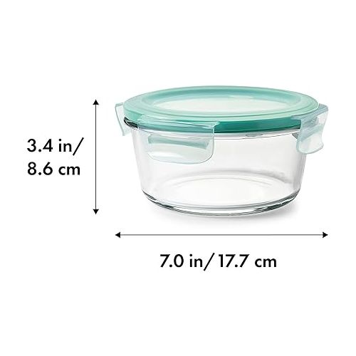 옥소 OXO Good Grips 4 Cup Smart Seal Leakproof Glass Round Airtight Food Storage Container (Pack of 2)