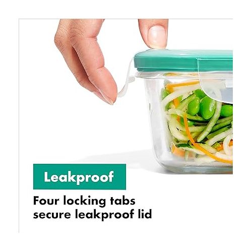 옥소 OXO Good Grips 4 Cup Smart Seal Leakproof Glass Round Airtight Food Storage Container (Pack of 2)