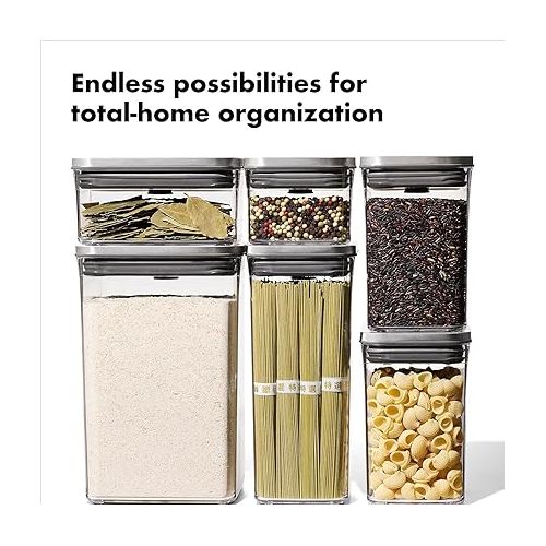 옥소 OXO Steel POP Food Storage Container 6-Piece Set with Labels, Grey