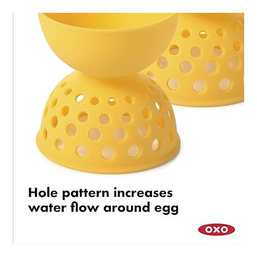 옥소 OXO Good Grips Silicone Egg Poachers (Set of 2),Yellow