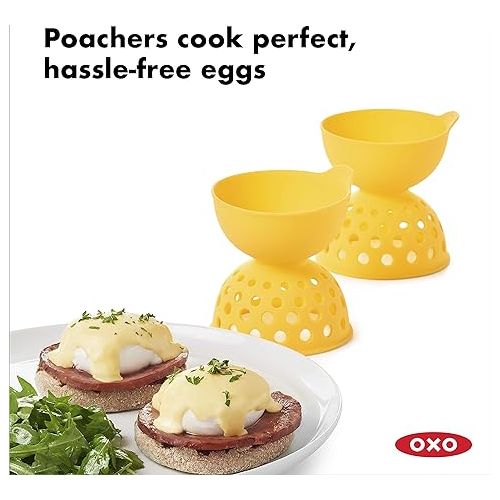 옥소 OXO Good Grips Silicone Egg Poachers (Set of 2),Yellow