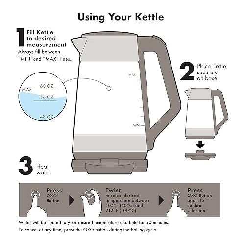 옥소 OXO Brew Adjustable Temperature Kettle, Electric, Clear