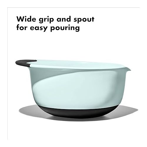옥소 OXO Good Grips 3-Piece Plastic Mixing Bowl Set - Cadet Blue, Tower Gray, Jade, Small, Medium, Large
