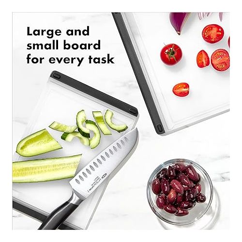 옥소 OXO Good Grips 2-Piece Plastic Cutting Board Set (Pack of 1),Clear