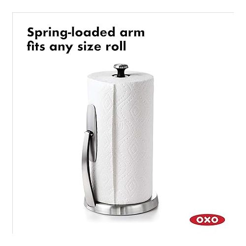 옥소 OXO Good Grips SimplyTear Paper Towel Holder - Stainless Steel (Silver & Black)