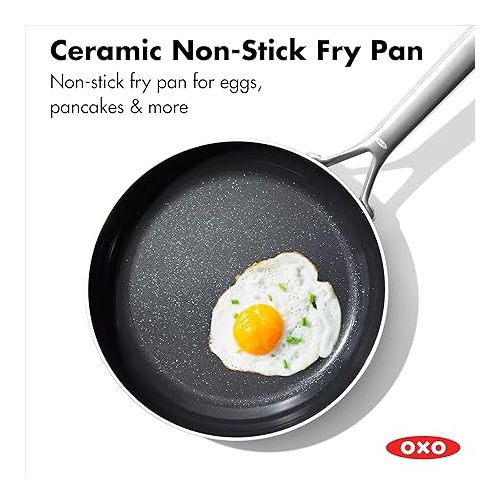 옥소 OXO Mira Tri-ply Stainless Steel, 10 Piece Cookware Pots and Pans Set including Ceramic Nonstick Frying Pan, Induction, Multi Clad, Dishwasher and Metal Utensil Safe