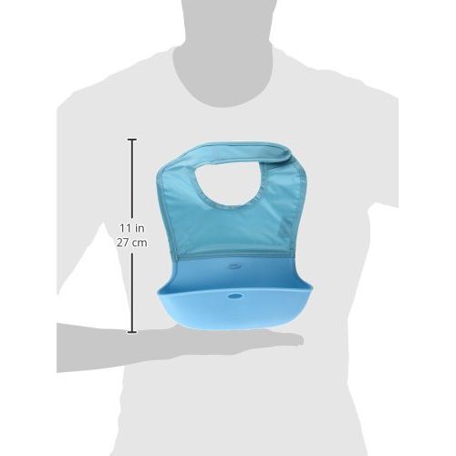 옥소 [아마존베스트]OXO Tot Waterproof Silicone Roll Up Bib with Comfort-Fit Fabric Neck, 2 Pack, Gray/Aqua