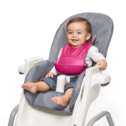 옥소 [아마존베스트]OXO Tot 2-Piece Waterproof Silicone Roll Up Bib with Comfort-Fit Fabric Neck, Pink/Teal